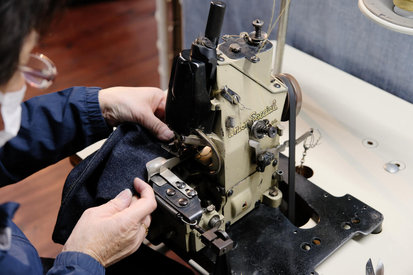 ワラカット刺しゅう裏起毛デニムベスト #99999-B